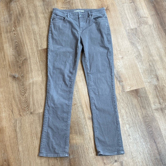 Lands End Straight Leg Mid Rise Gray Corduroys Size 8 - Picture 2 of 11